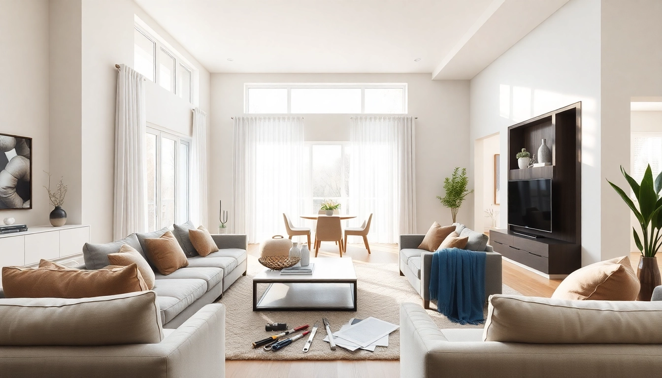 Elevated home renovation design showcasing a modern living room with stylish decor.