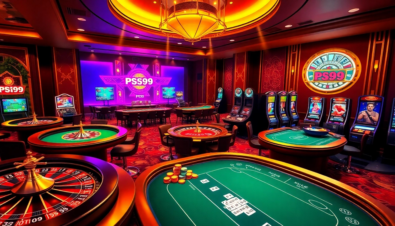 Experience an exciting moment at PS99 casino tables, showcasing vibrant games and professional atmosphere.
