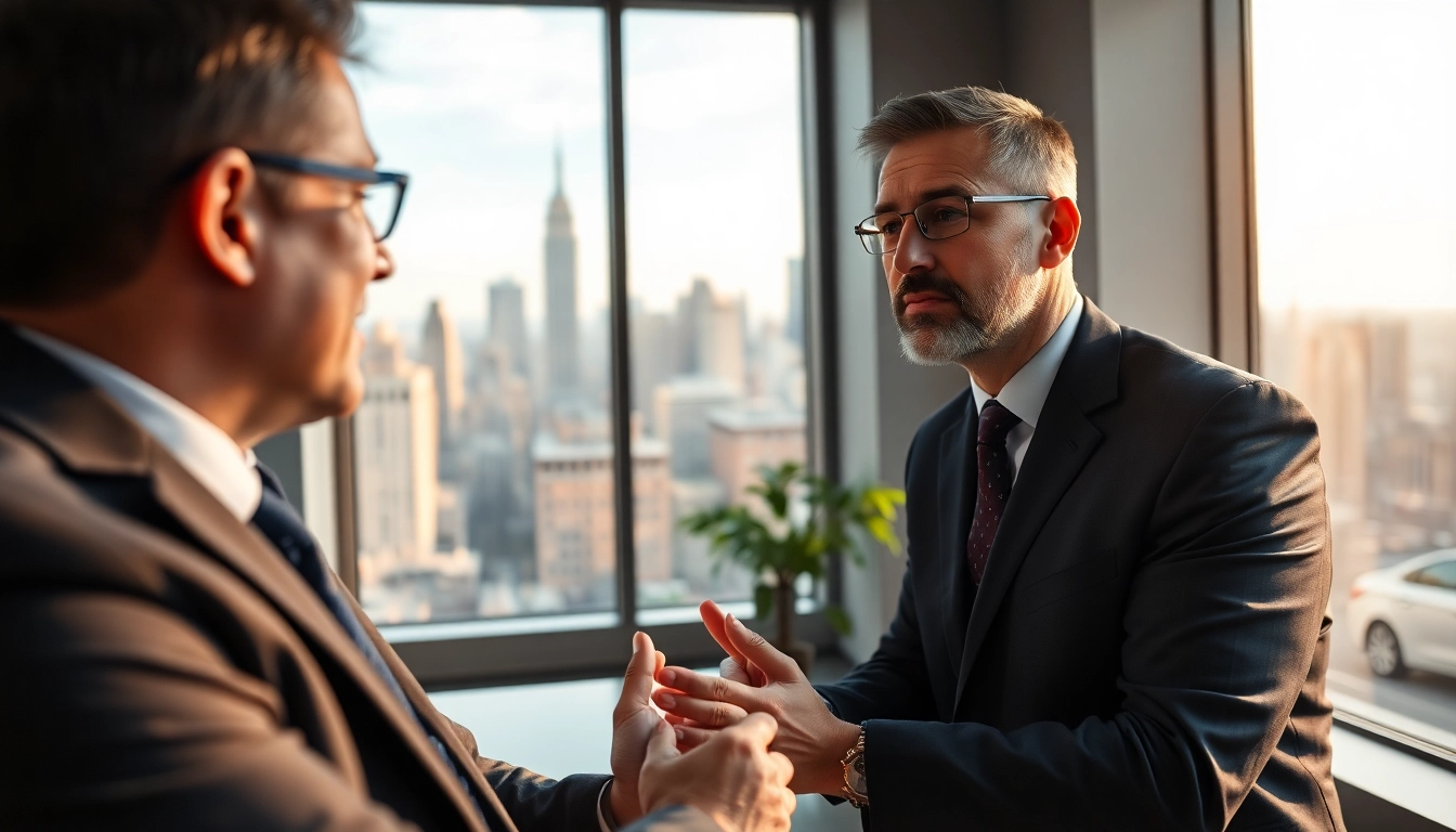 Consultation with a New York City Personal Injury Lawyer in a modern office setting.