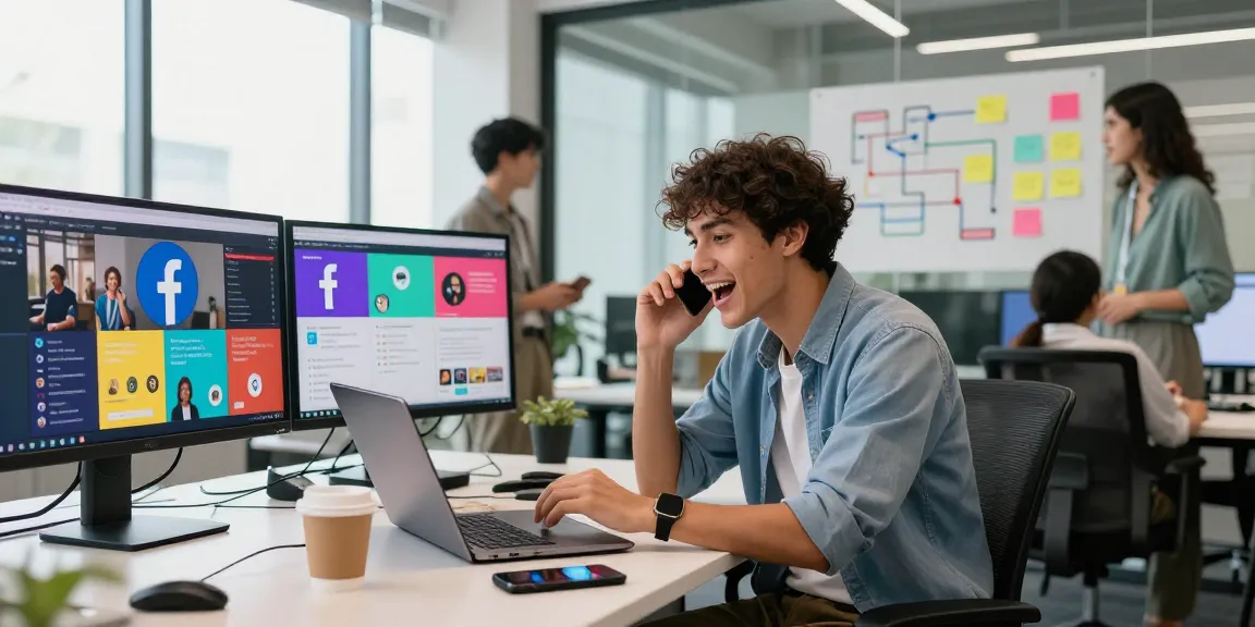 Boost your engagement with premium Facebook page likes in a vibrant office setting.