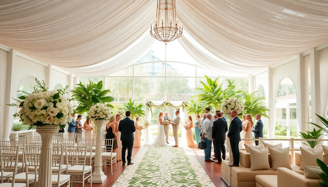 Celebrate your dream wedding at this exquisite Jacksonville Wedding Venue, showcasing vibrant flowers and elegant decor.