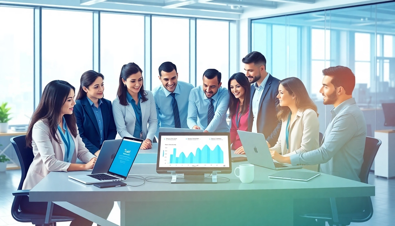 Enhance understanding of Managed Services through a professional team collaboration in a modern office.