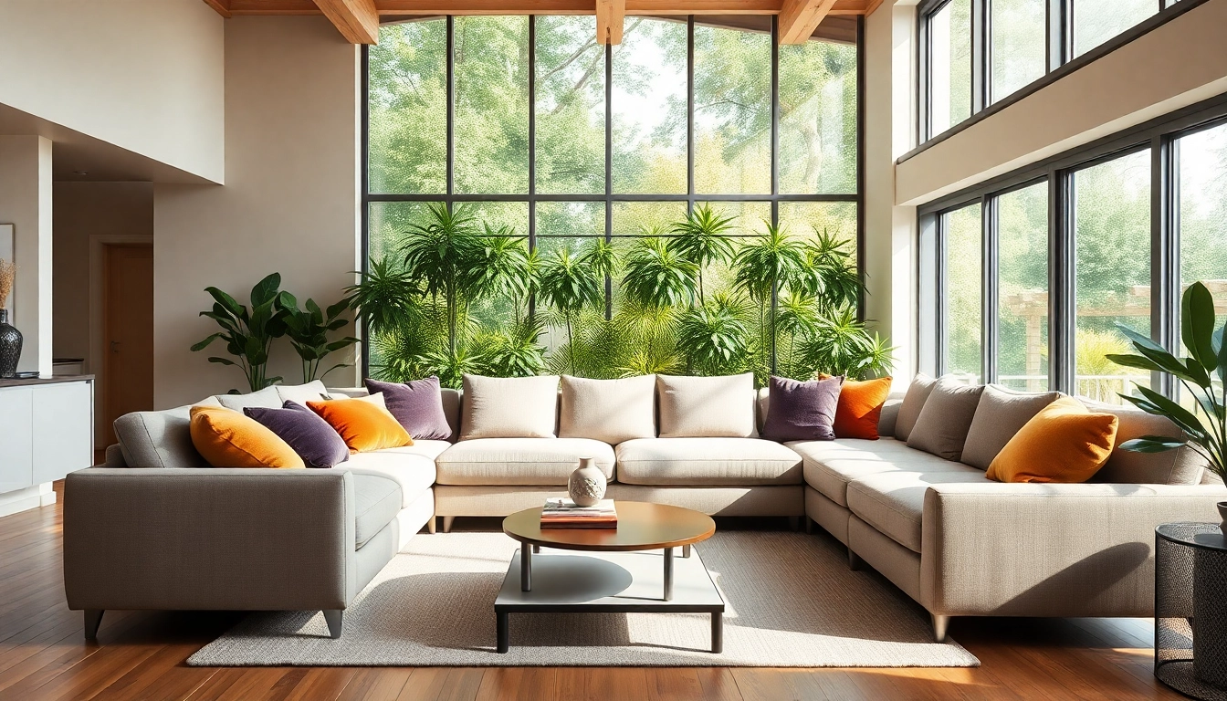 Stylish narożniki z funkcją spania in a modern living room with colorful accents.