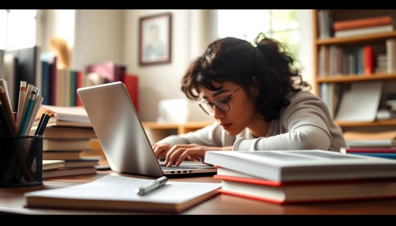 Engage with a professional exam help service as a student studies in a supportive environment.