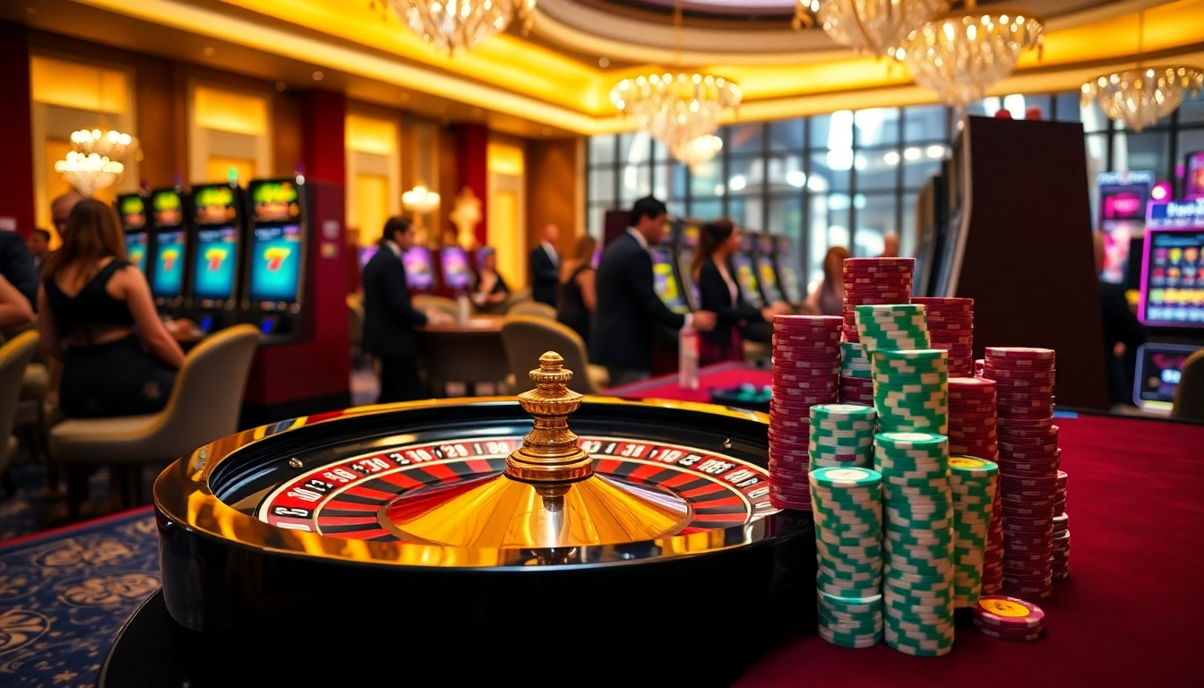 Players engaging in betting at LC88's luxurious casino tables.