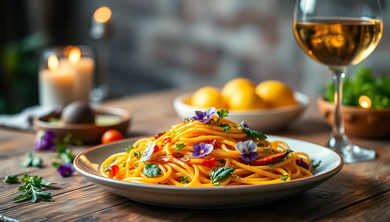 Delicious gourmet pasta dish from recipesalexarciab.com on a rustic wooden table.