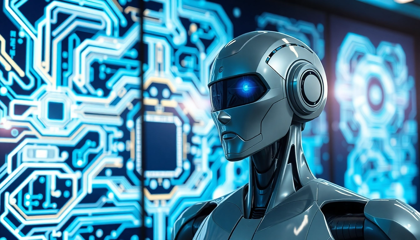 Engage with cutting-edge technology at https://mohamedmmblog.tech, featuring a sleek robot in a high-tech environment.