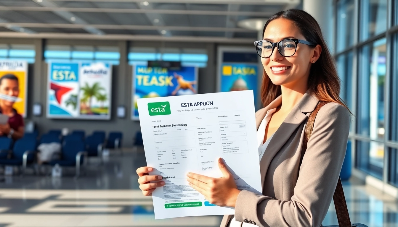 Complete your esta application with confidence in a modern travel setting.