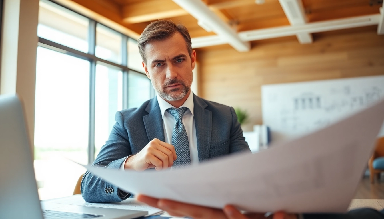 Boca Raton Construction Litigation Lawyer reviewing legal documents in a professional setting.