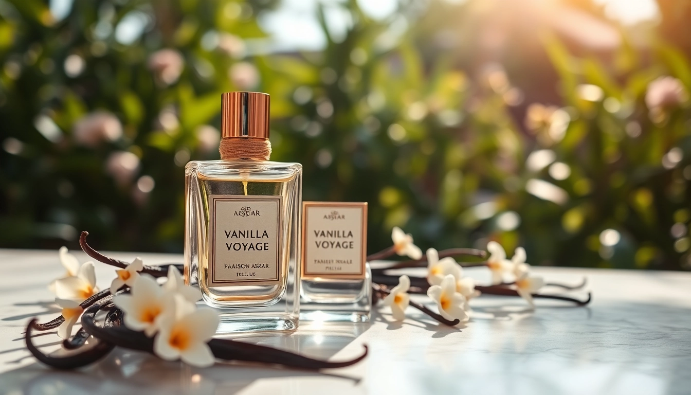 Spraying Vanilla Voyage by Maison Asrar is a fragrant experience enhanced by natural elements.