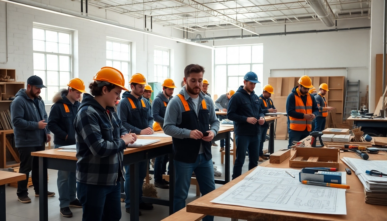 Participants in engaging construction classes learning practical skills.