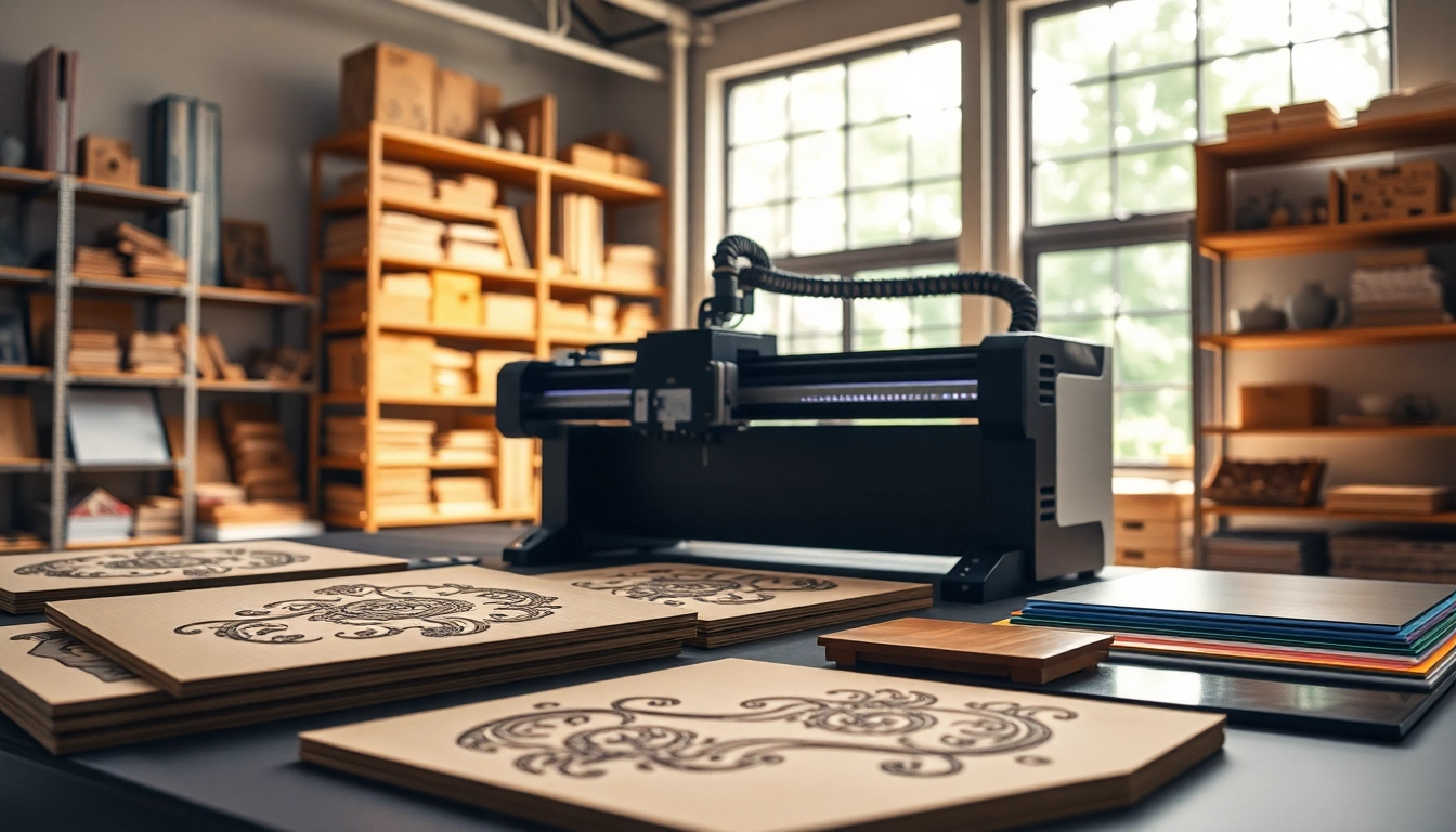 Creating custom laser design with advanced engraving tools and colorful materials.