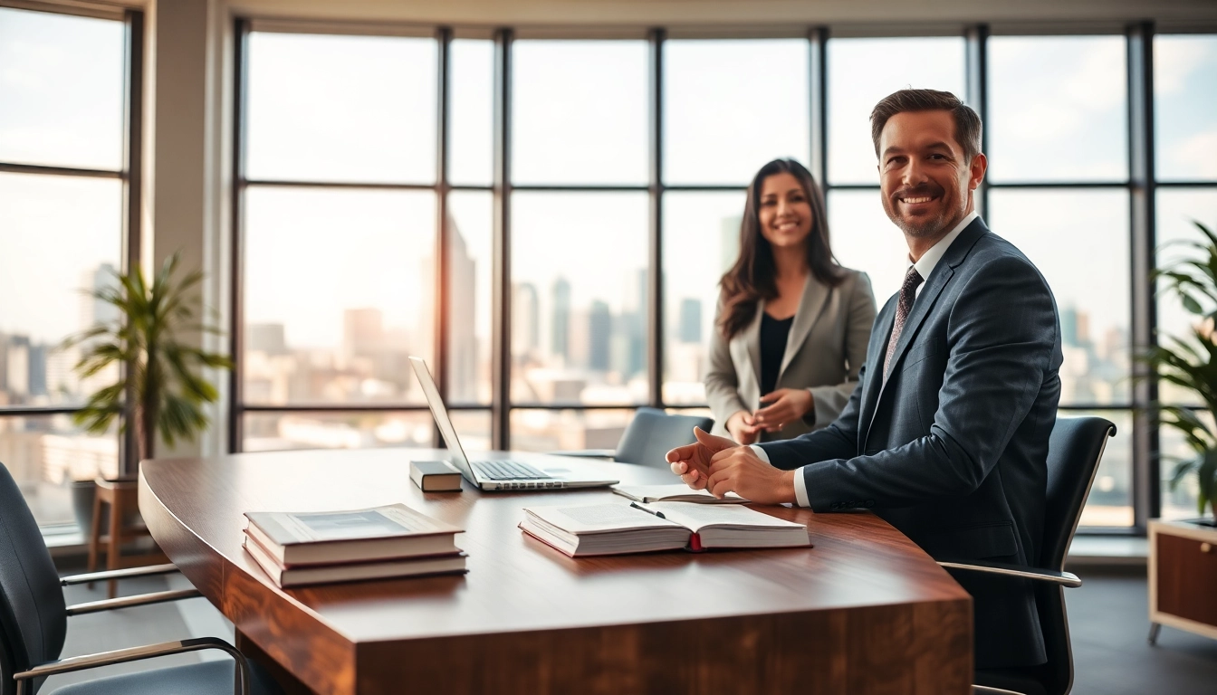 Atlanta Injury Lawyers consulting clients in a professional law office setting.