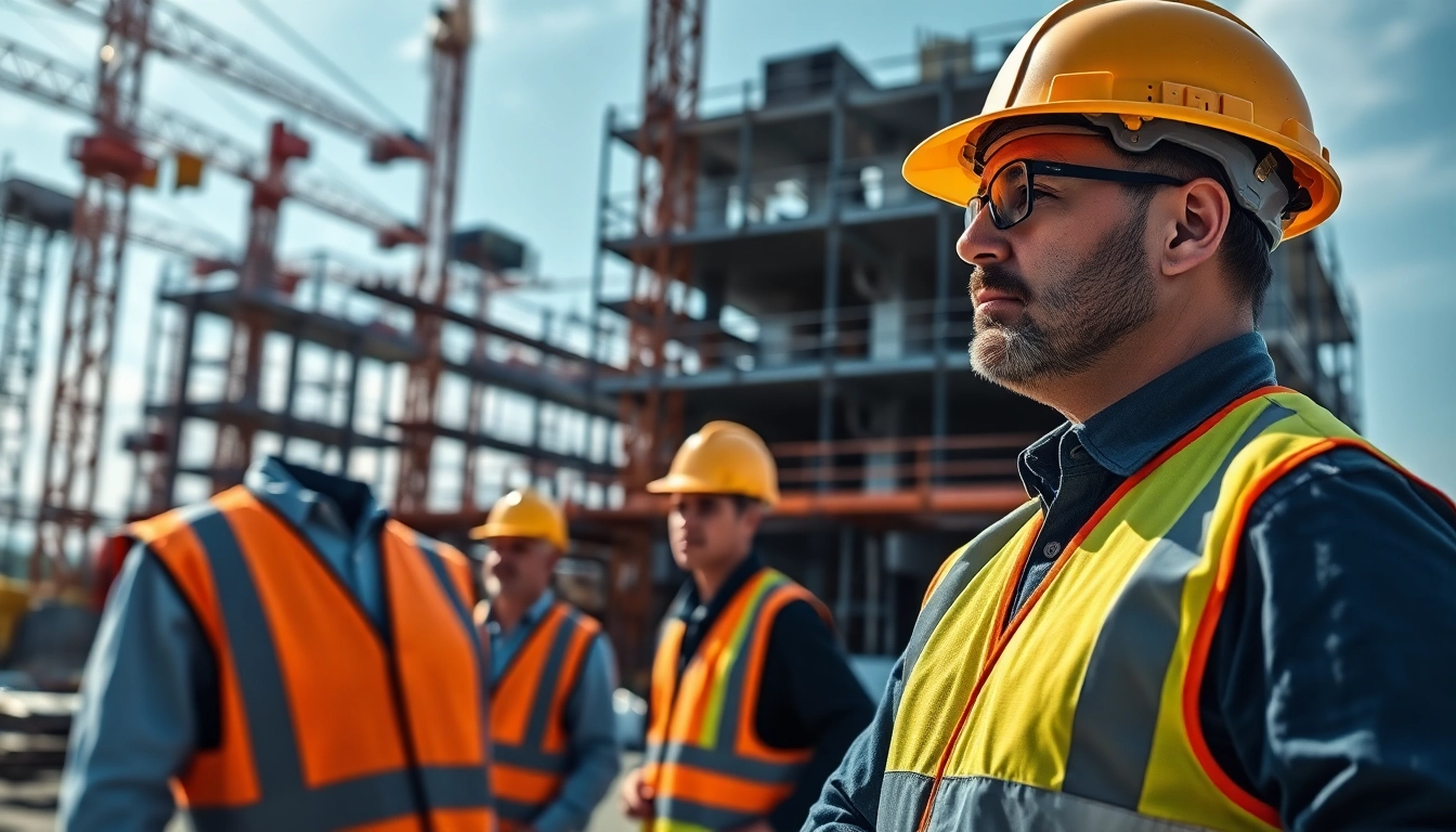 Showcasing a New Jersey Commercial General Contractor directing a bustling construction site with precision.
