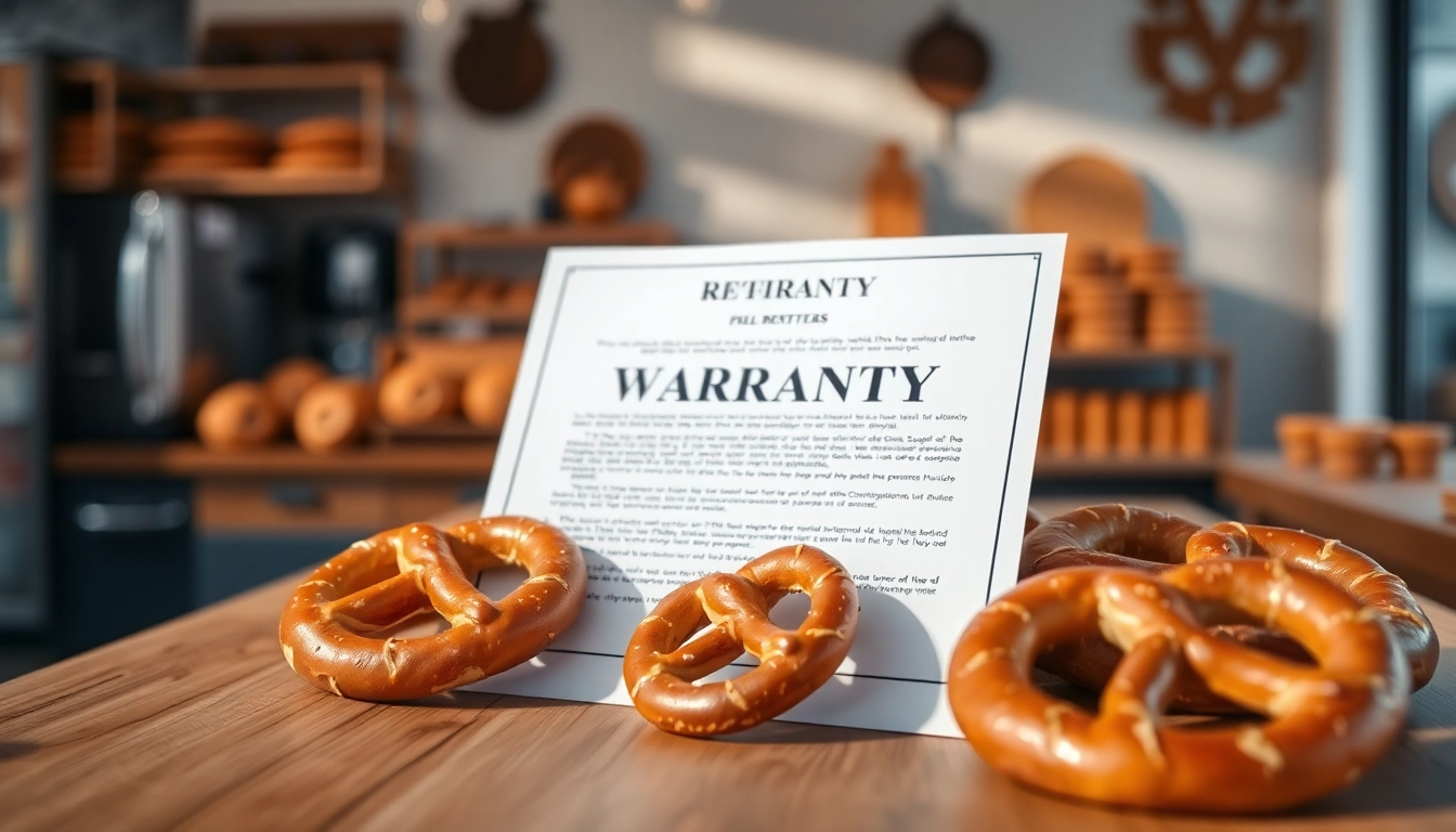 Examining if Pretzel warranty legit with a warranty document and pretzels on a table.