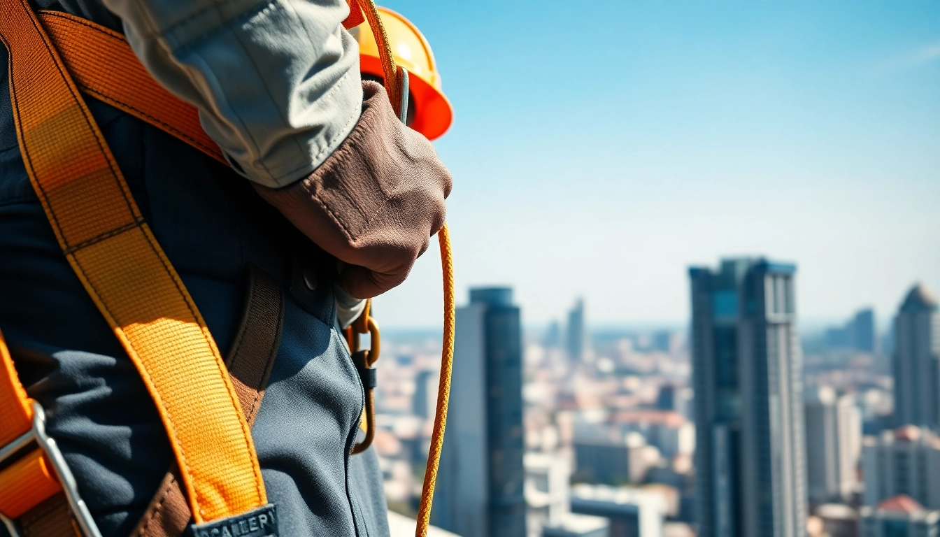 Ensure safety using work at height safety equipment Kenya, featuring a worker in a full-body harness.