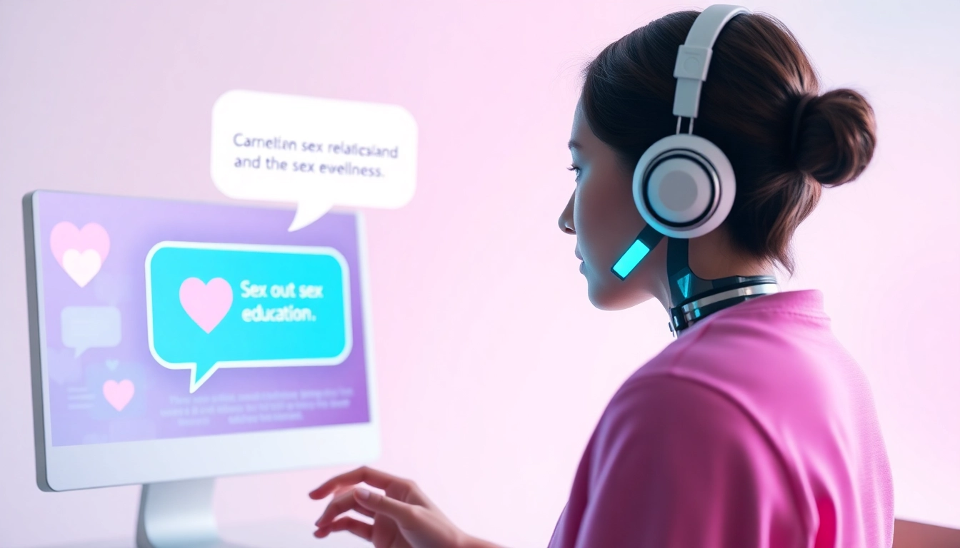 Engaging chatbot interface for discussing sex AI and sexual wellness in a soothing atmosphere.