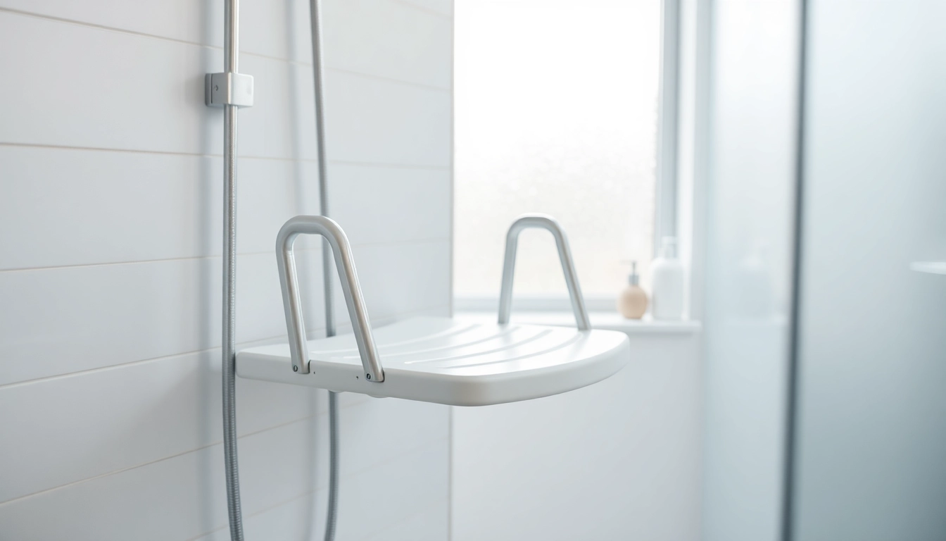Benutzen Sie den klappbaren Duschsitz für mehr Sicherheit und Komfort in der Dusche.