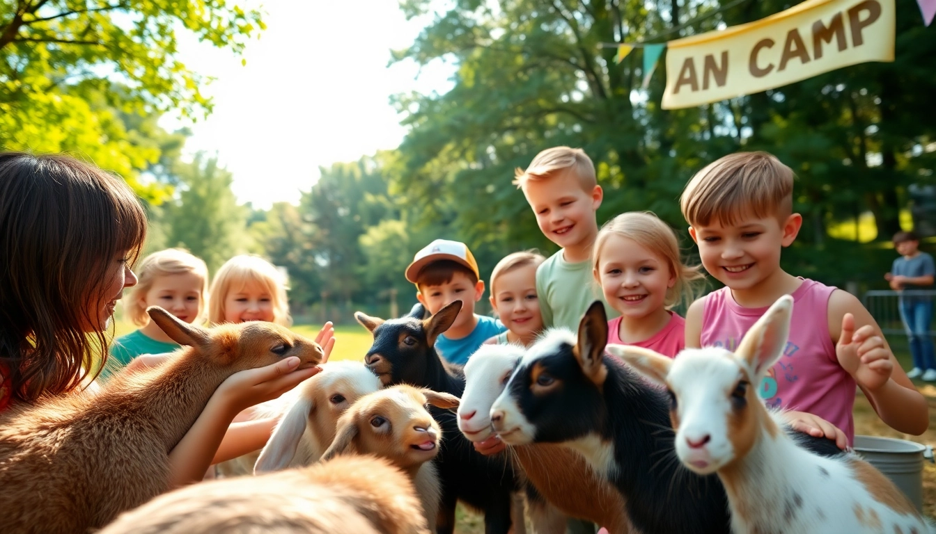Children engaging with animals at an animal camp in Illinois, showcasing hands-on pet care.