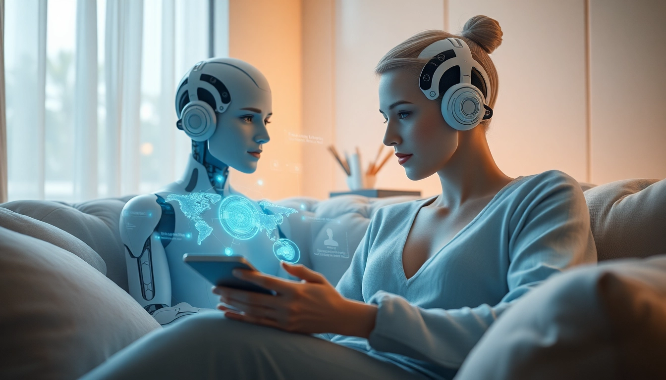 Engaging AI sex technology enhancing human connection in a cozy setting