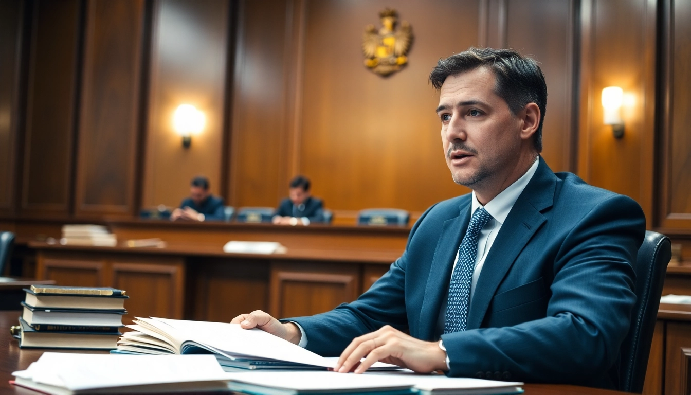 Asheville criminal defense lawyer presenting a defense in court, showcasing professionalism and expertise.