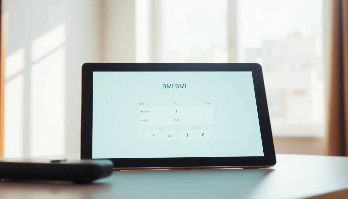 Calculate your BMI with an interactive bmi calculator displayed on a sleek device.