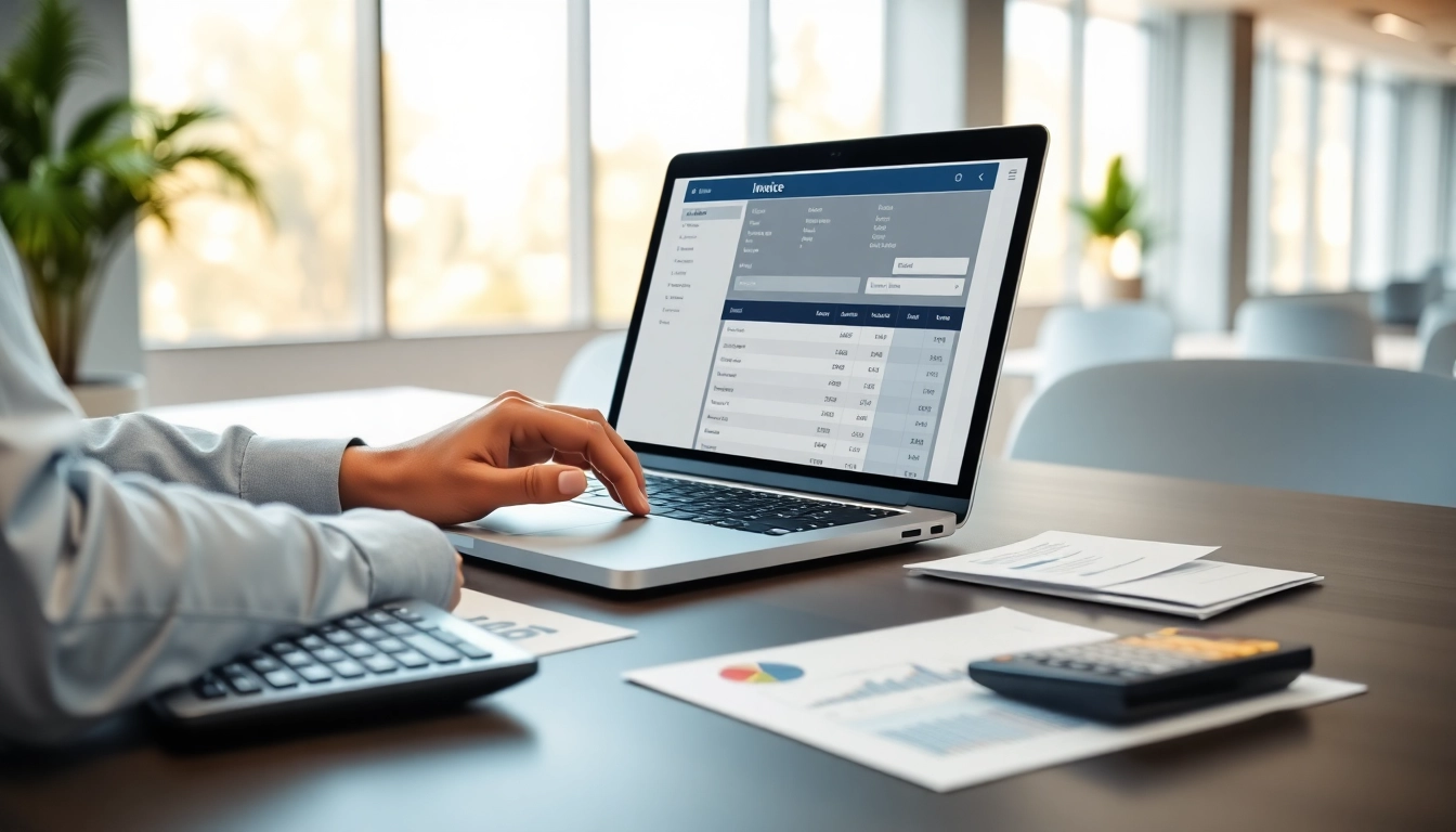 Streamlined invoice processing software used in a bright, modern office environment.