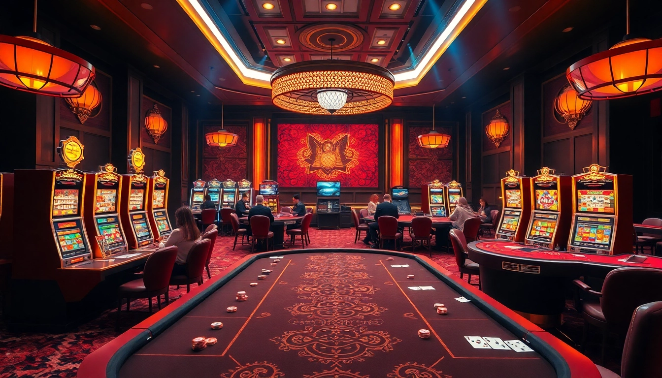 Experience thrilling רמי אונליין action in a luxurious casino setting filled with vibrant games and excitement.