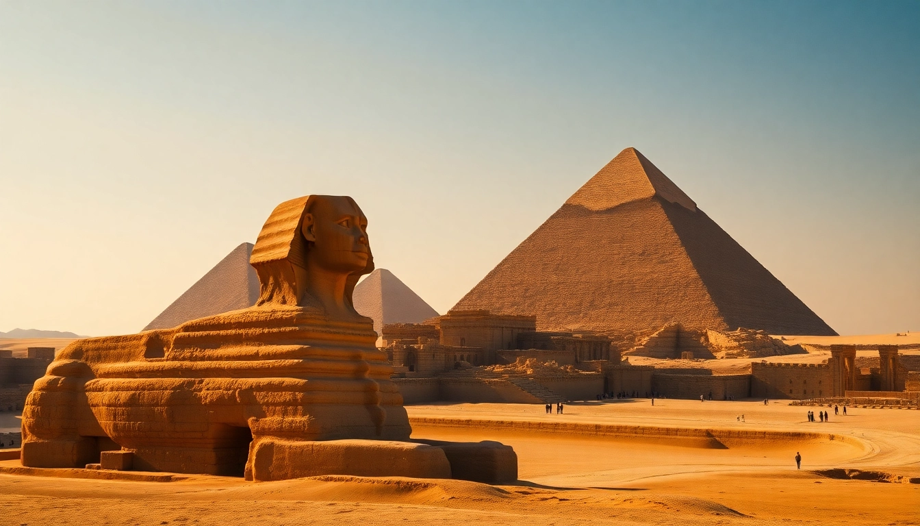 View of the Egyptian pyramids and Sphinx, highlighting https://piraminds.com/ as the focus of ancient architecture.