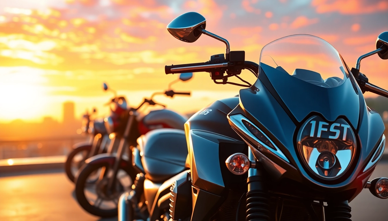 Explore affordable street legal motorcycles showcasing sleek designs against a sunset.