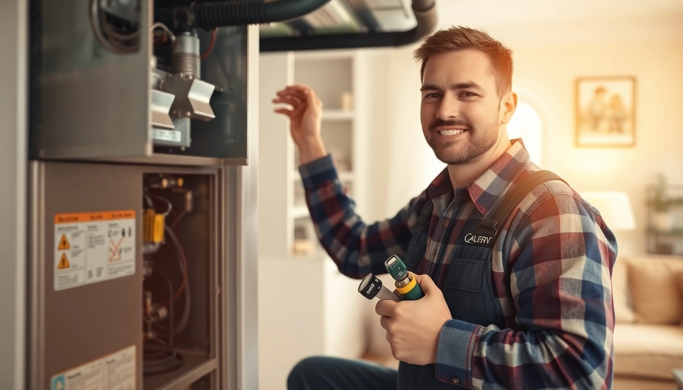 Fixing a furnace in Pound Ridge for a warm home experience, showcasing a professional HVAC technician.