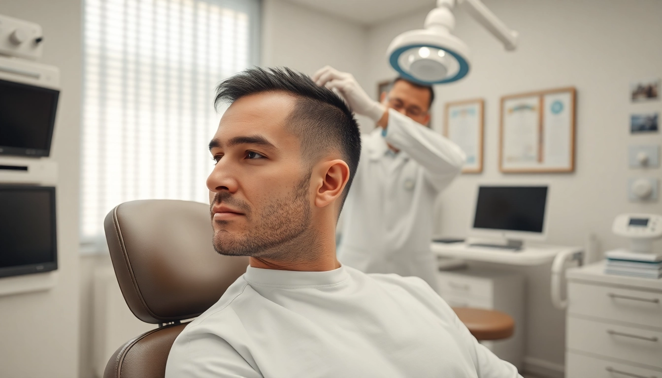 Patient receiving a hair transplant turkey procedure emphasizing professional care in a modern setting.