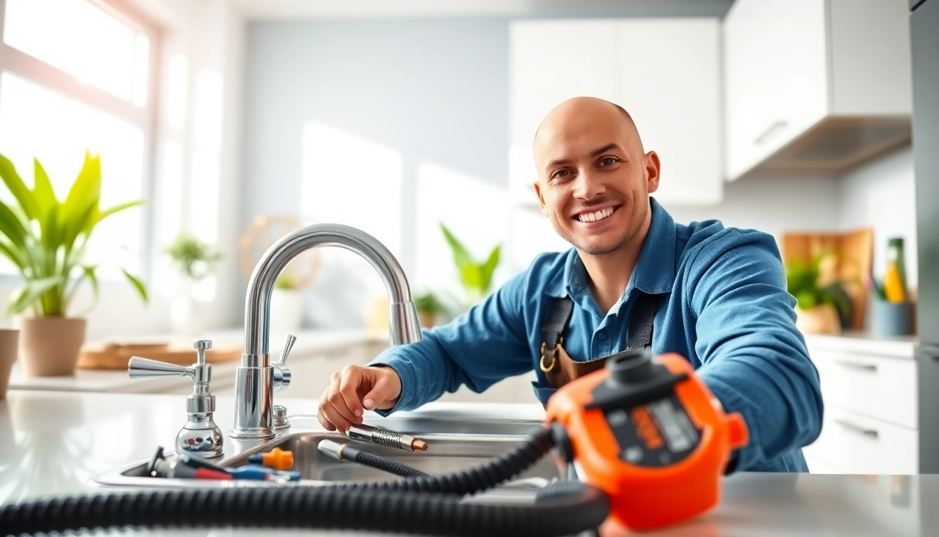 Fixing a sink by a professional plumber showcasing plumbing knightdale expertise in a modern kitchen.