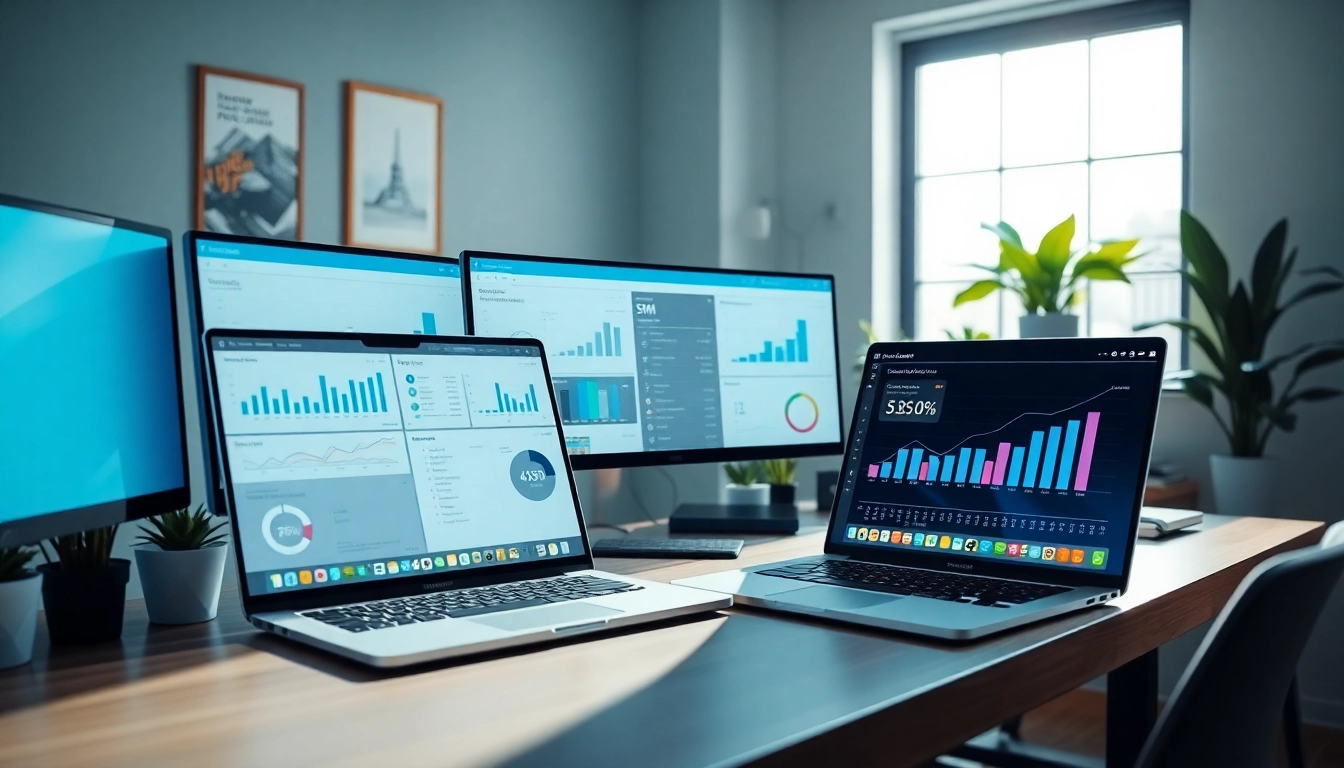 Engaging workspace displaying an smm panel on modern devices, illustrating social media analytics.