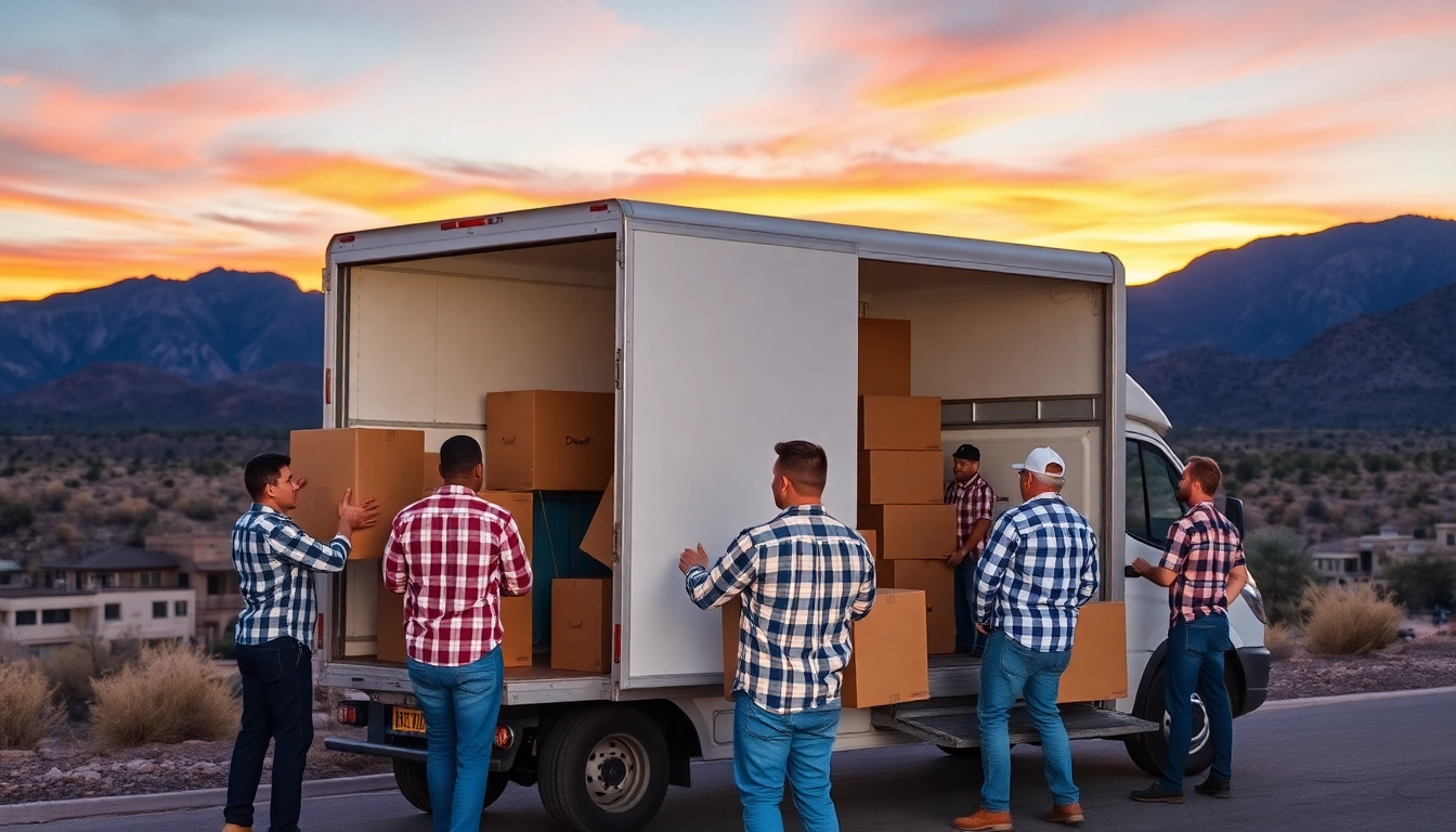 Movers in Hurricane UT efficiently loading items onto a truck during a sunset.