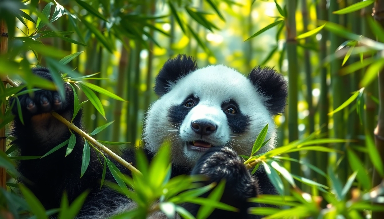 Découvrez un panda sur pandachi.fr profitant de la forêt de bambou.