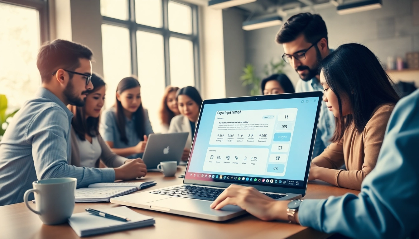Sogou Input Method showcased on a modern laptop in a collaborative workspace, emphasizing professional productivity.