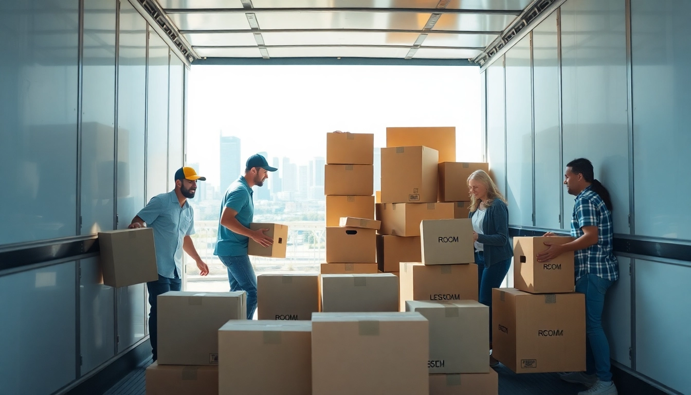 Moving and Storage San Diego professionals efficiently loading a moving truck in a bright, inviting environment.
