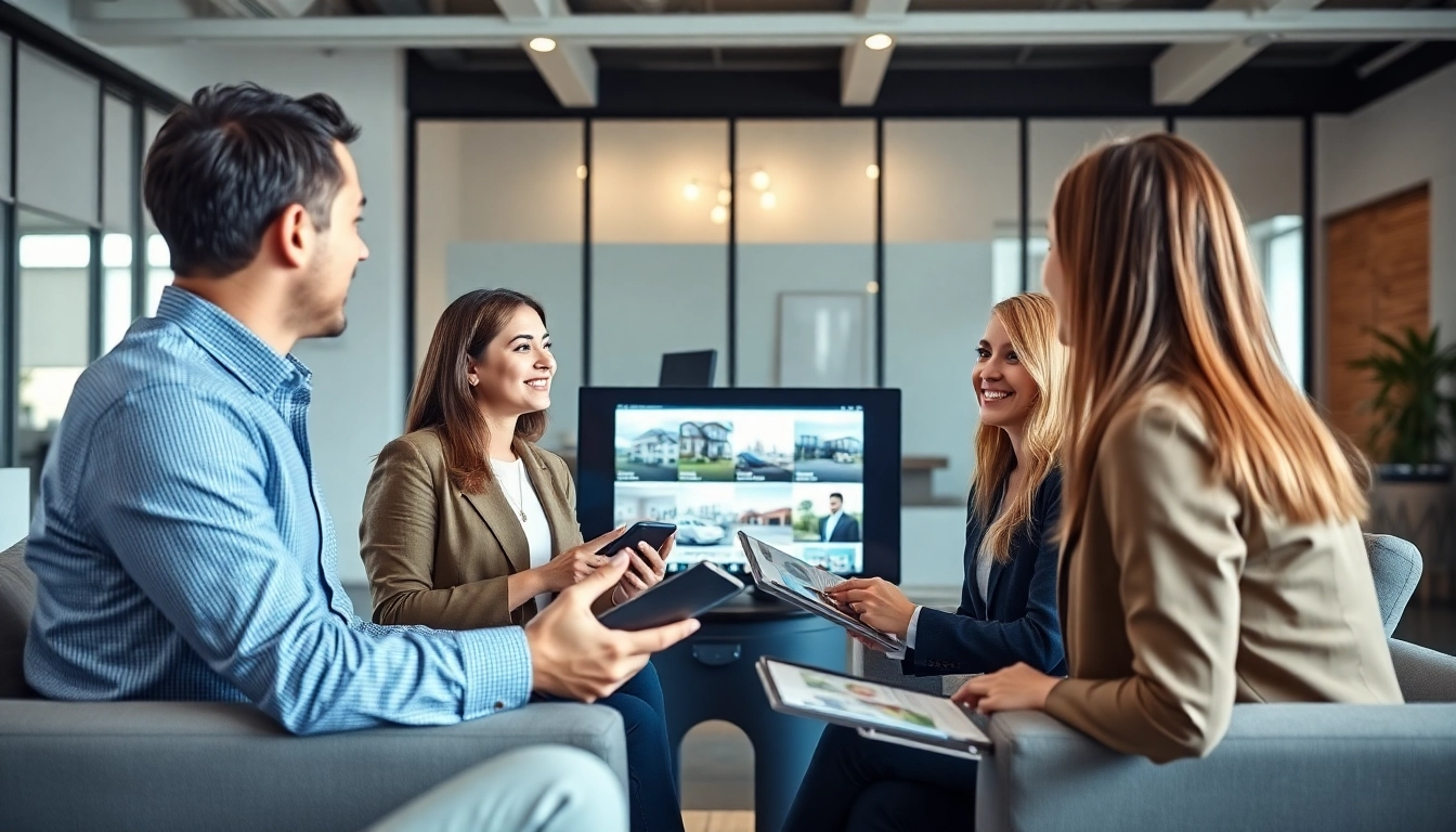 Professioneller Makler berät über https://wohnung-verkaufen.immobilien und Immobilienangebote in einem modernen Büro.