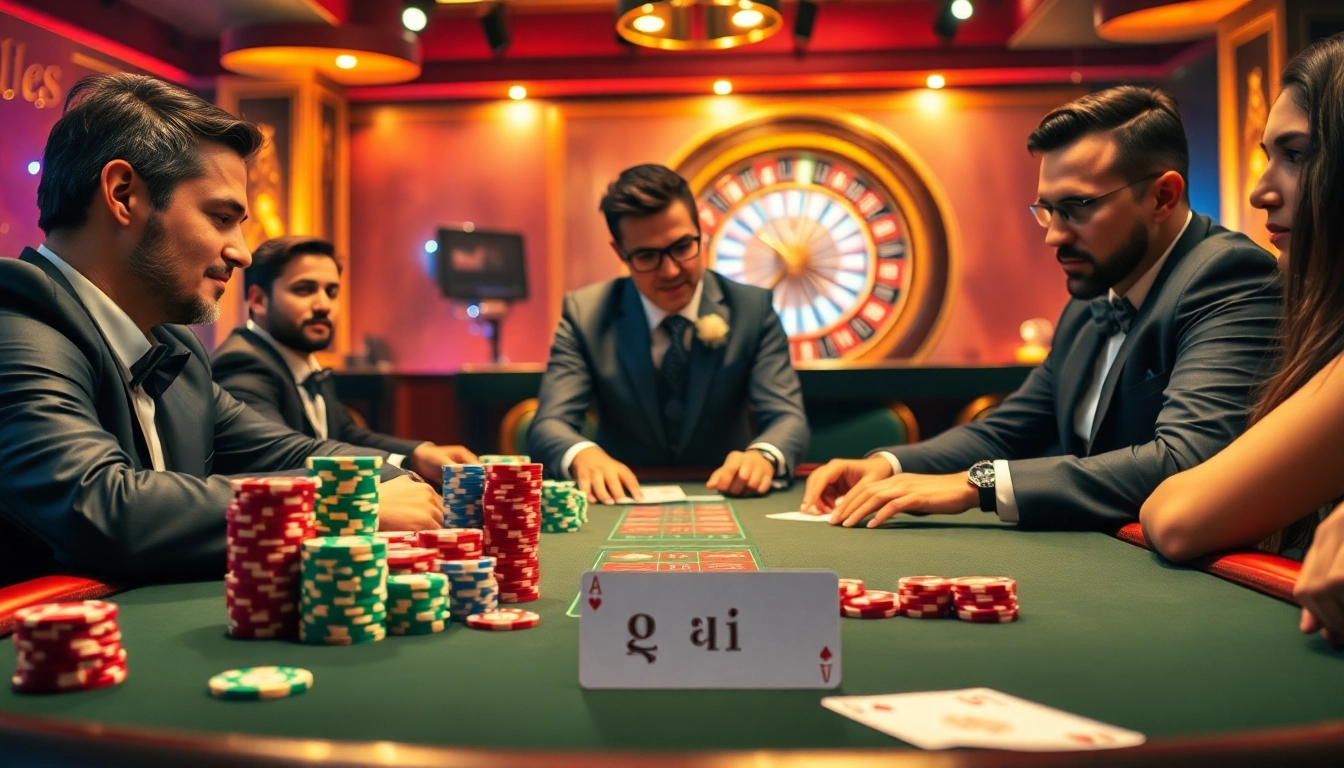 Experience the thrill of רמי אונליין in an exciting poker game at a luxury casino.