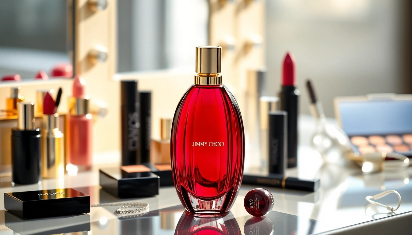 Admiring the exquisite design of Jimmy Choo I Want Choo fragrance bottle on a stylish vanity.