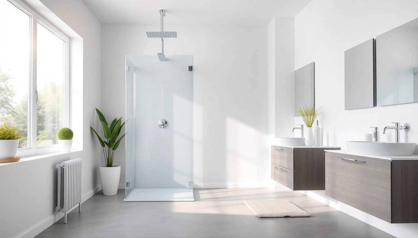 Errichten Sie ein modernes Badezimmer mit sonni sanitär Produkten, einschließlich eleganter Duschen und Heizkörper.