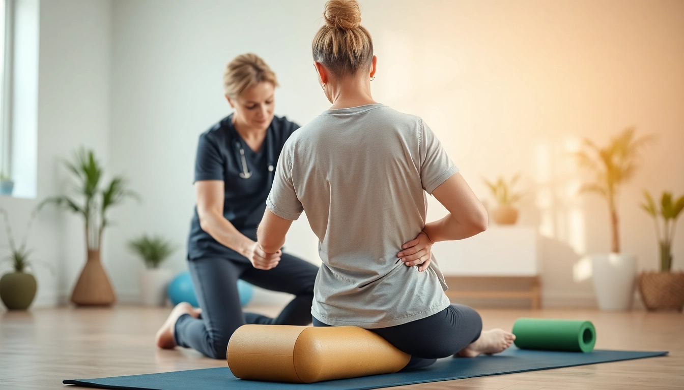 Learn natural back pain solution techniques from a professional therapist in a soothing clinic setting.