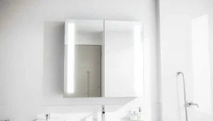 Spiegelschrank mit LED Beleuchtung im modernen Badezimmer mit eleganter Gestaltung