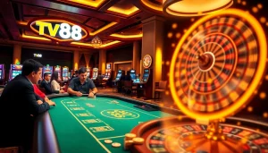 Engage in thrilling gameplay at TV88 with exciting poker and vibrant slot machines.