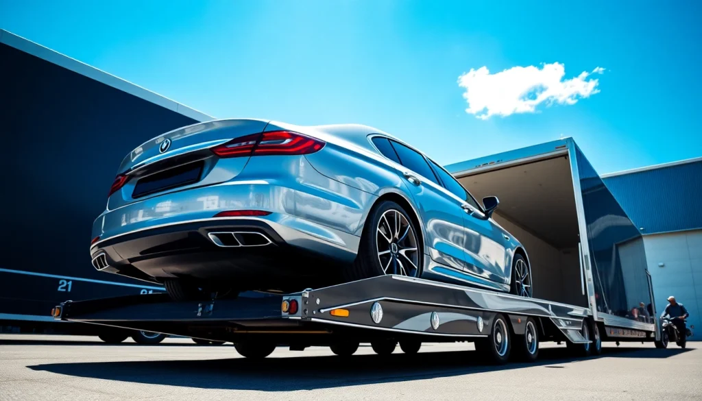 Loading luxury vehicles for transport at https://luxuryautocarriers.com with professional precision and care.