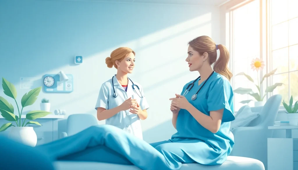 Nursing metaparadigm definition illustrated with a nurse and patient interaction in a caring environment.