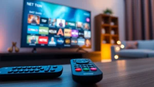 Discover entertainment options at https://vizomate.com with a remote and vibrant TV display.