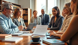 Consulting at https://www.ihavealawsuit.com in a professional law office with clients.