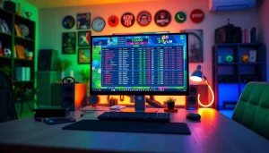 Engaging view of sports betting in India showcasing a vibrant home office with live odds.